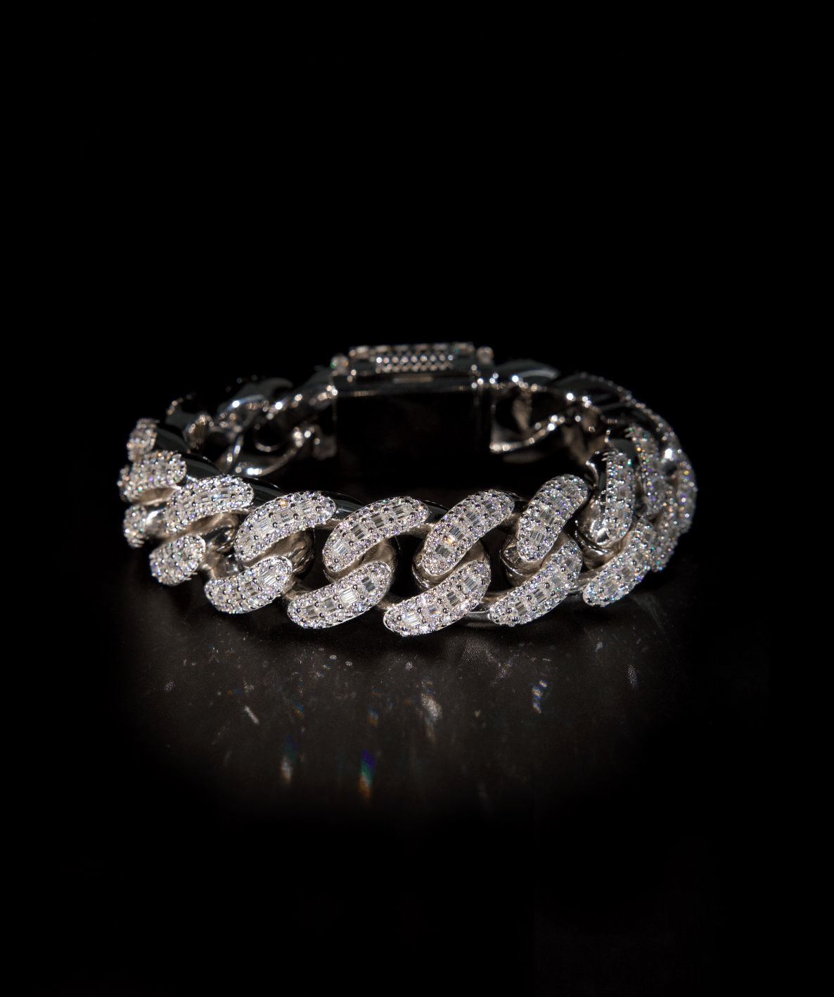 Cuban link bracelet sales silver iced out