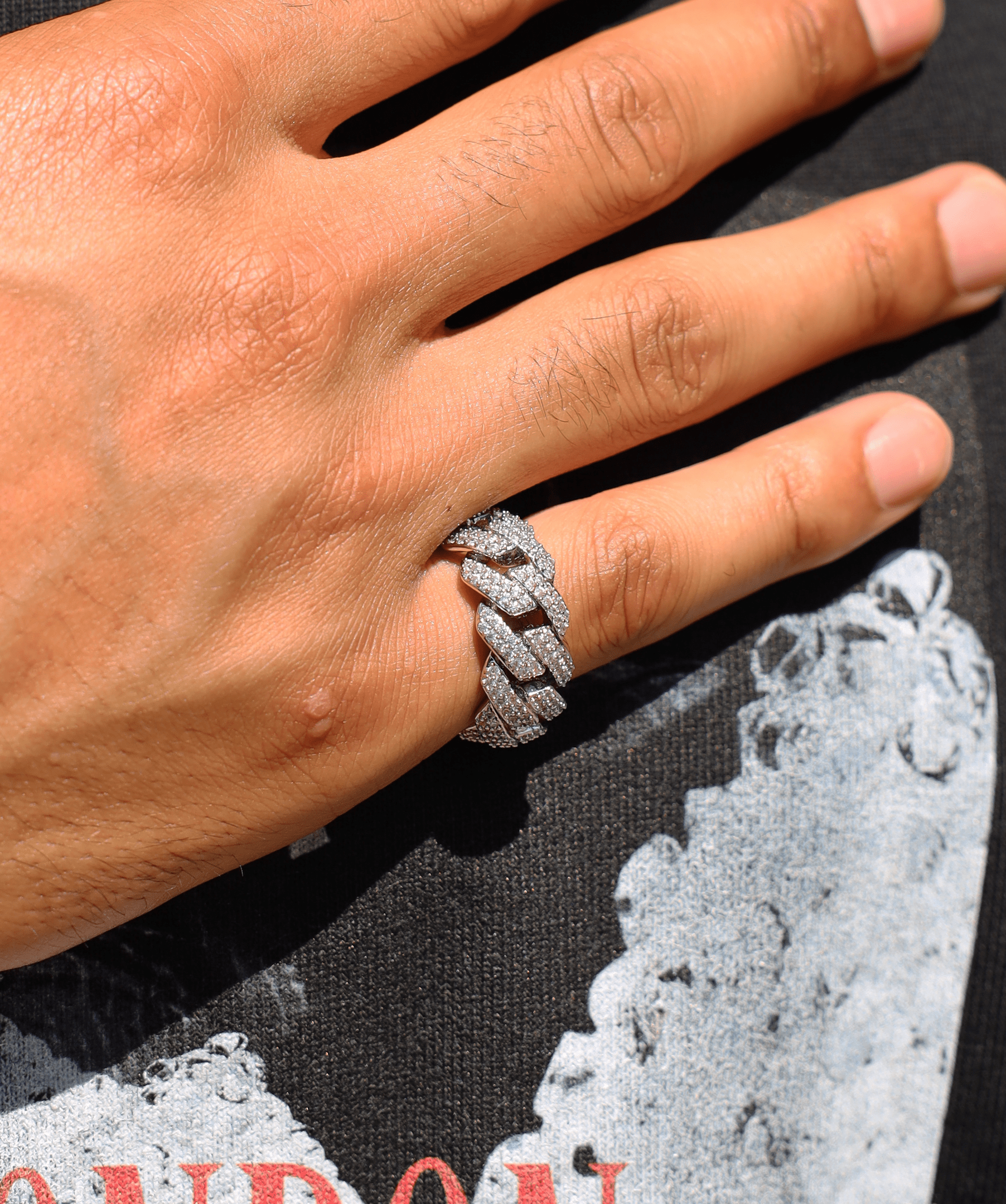 White gold 2025 cuban link ring