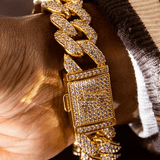 Cuban Link Bracelet, 18mm Iced Cuban Link Bracelet