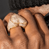 Iced Heart Ring in Yellow Gold