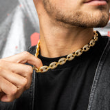 Gold Link Necklace, 12mm Diamond Mariner Link Necklace