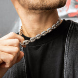 Mariner Necklace, 12mm Diamond Mariner Link Necklace in White Gold