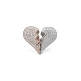 Two-Tone Diamond Broken Heart Ring