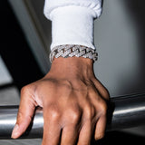 19mm Diamond Prong Link Bracelet in White Gold