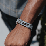 18mm Iced Cuban Link Bracelet in White Gold