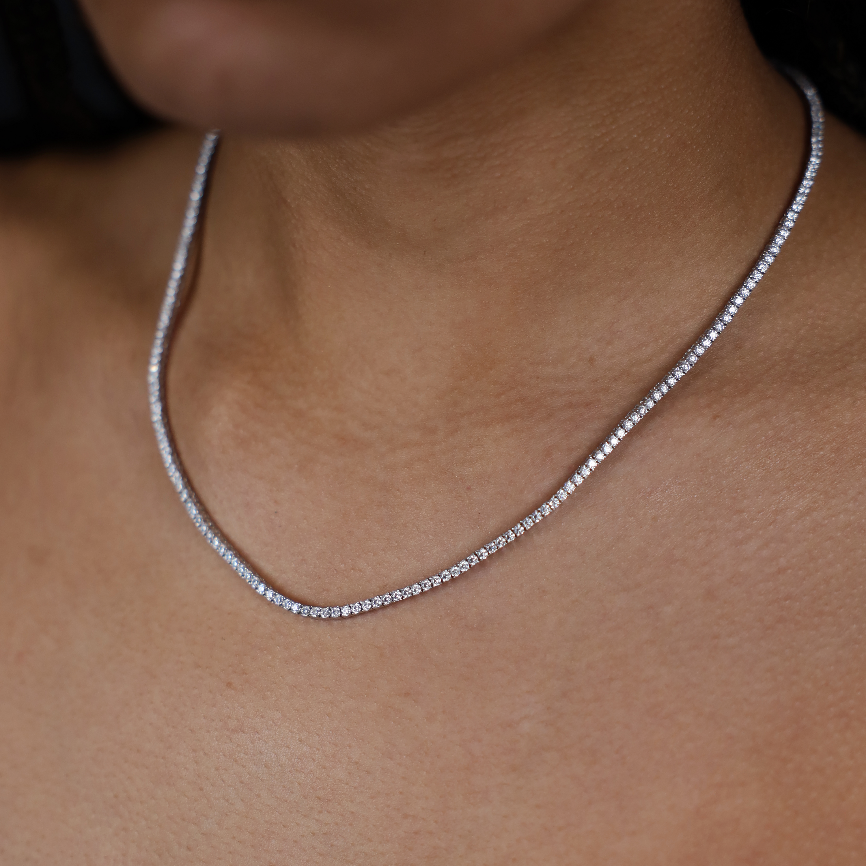 Micro Tennis Necklace (Silver)