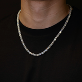 5mm Round & Emerald Cut Tennis Necklace (White Gold)