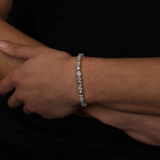 5mm Round & Emerald Cut Tennis Bracelet (White Gold)