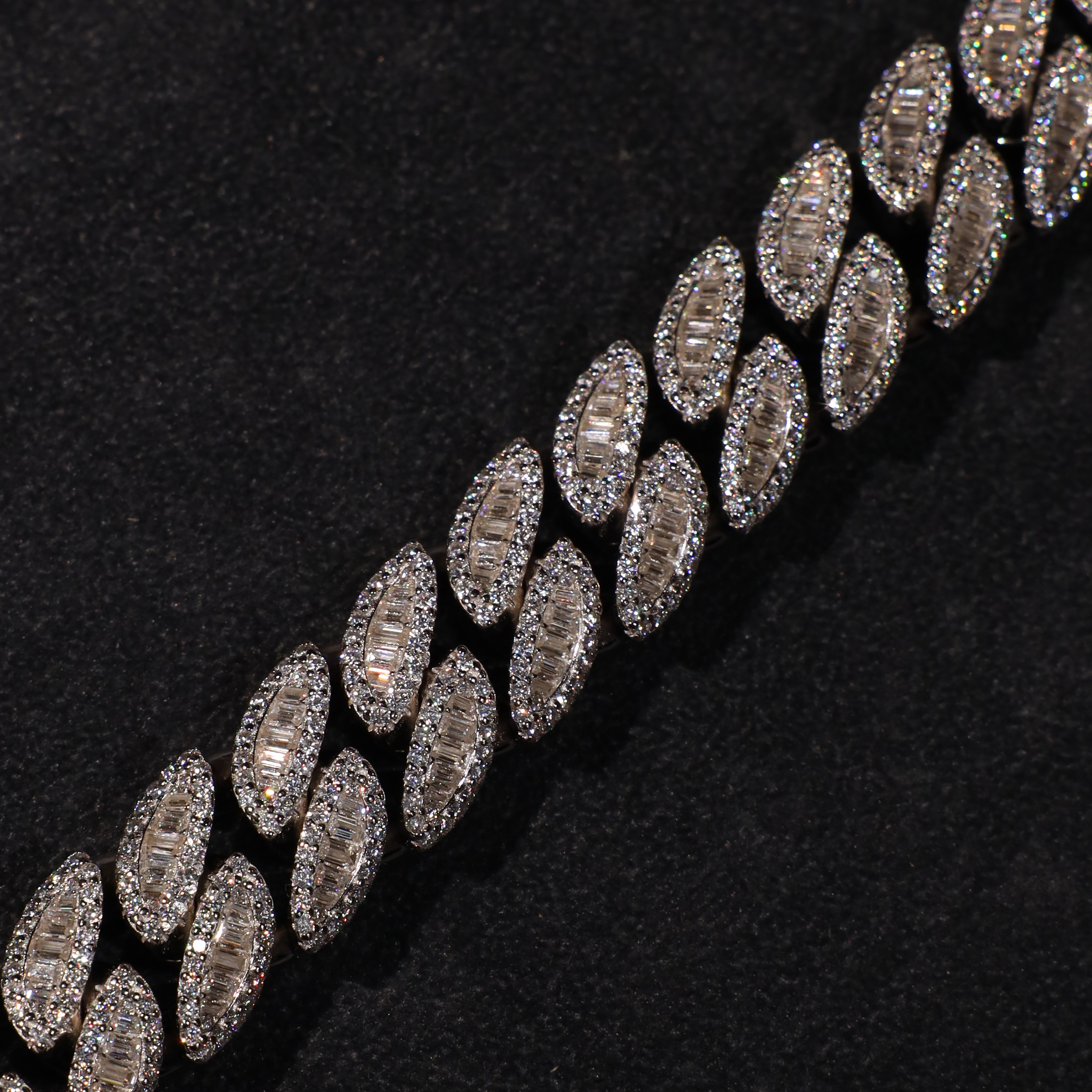 16mm Oval Baguette Cuban Link Bracelet