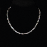 5mm Round & Emerald Cut Tennis Necklace (White Gold)