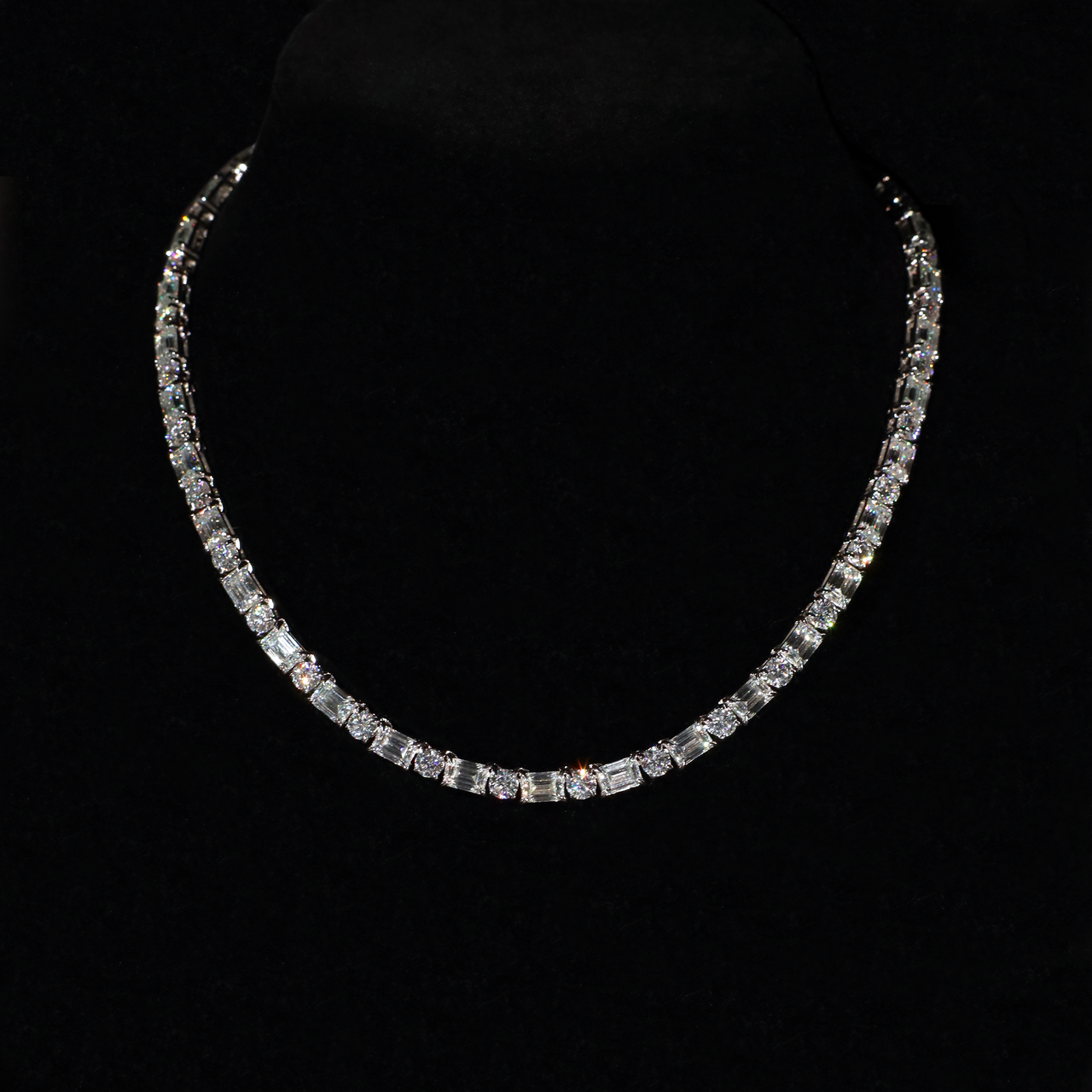 5mm Round & Emerald Cut Tennis Necklace