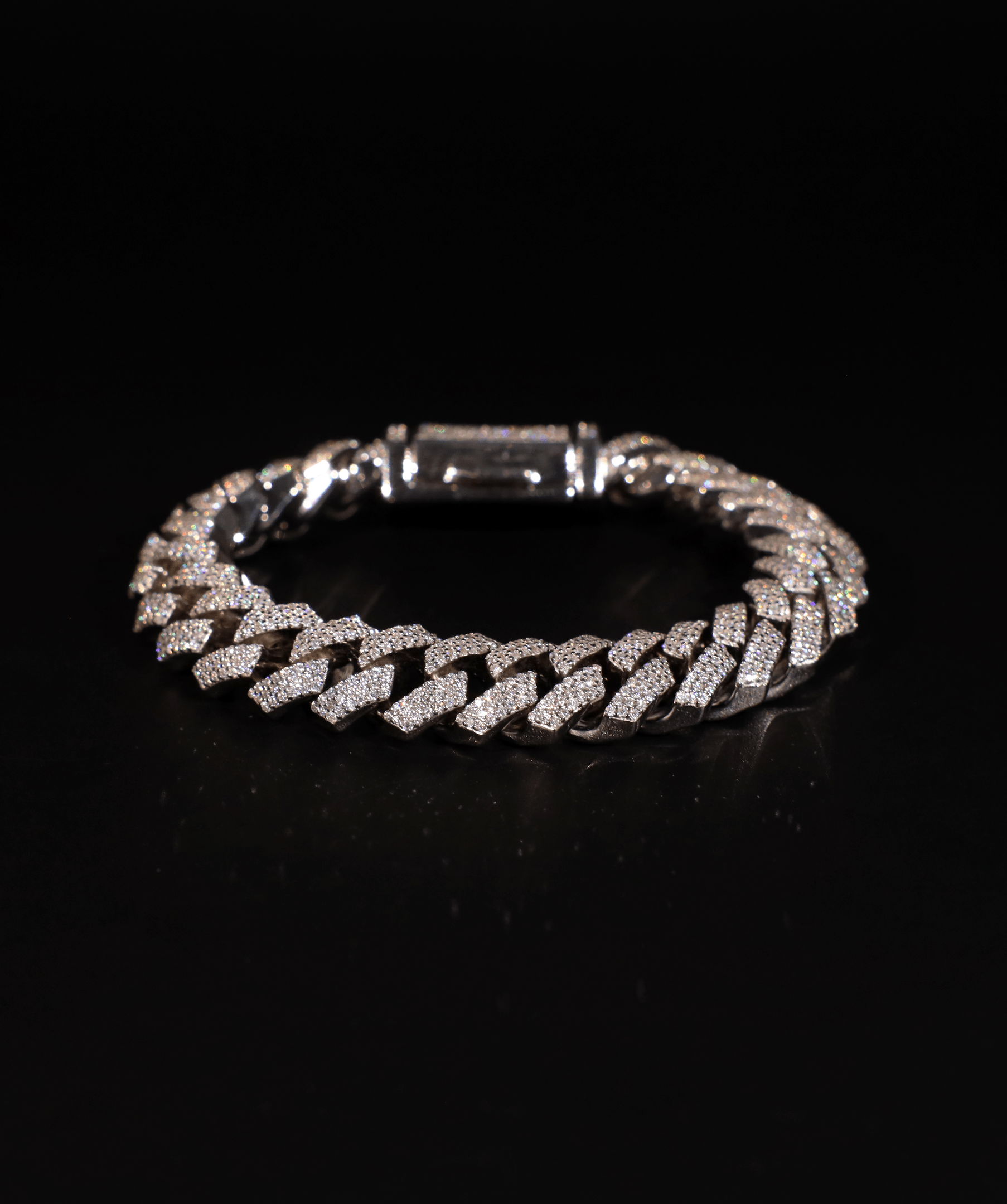 Silver Cuban Bracelet, 12mm Prong Cuban Link Bracelet (Silver)