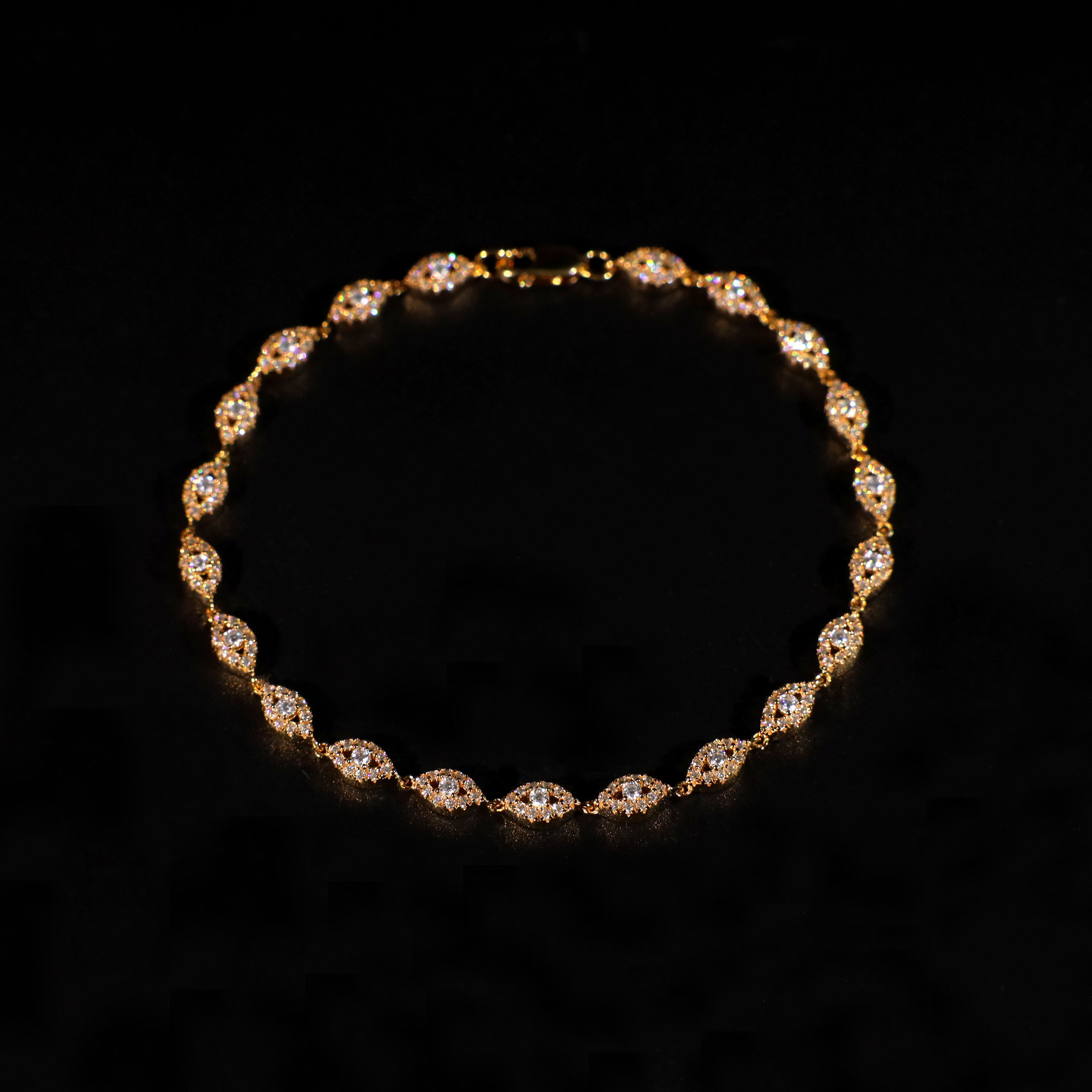 3mm Evil Eye Bracelet (Gold)
