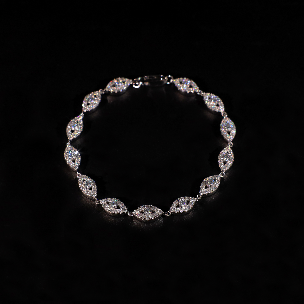 6mm Evil Eye Bracelet (White Gold)