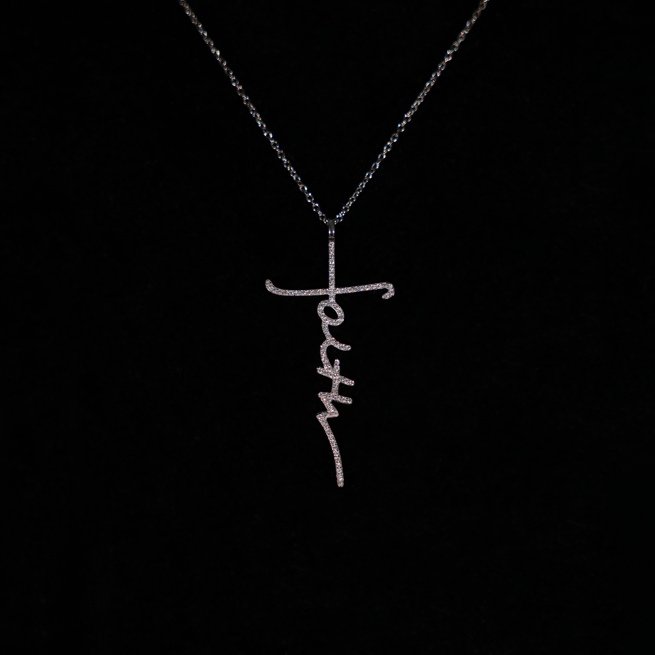 Faith Cross Necklace (White Gold)