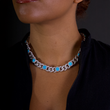 Opal Cuban Link Chain, 14mm Opal Cuban Link Chain (Silver)