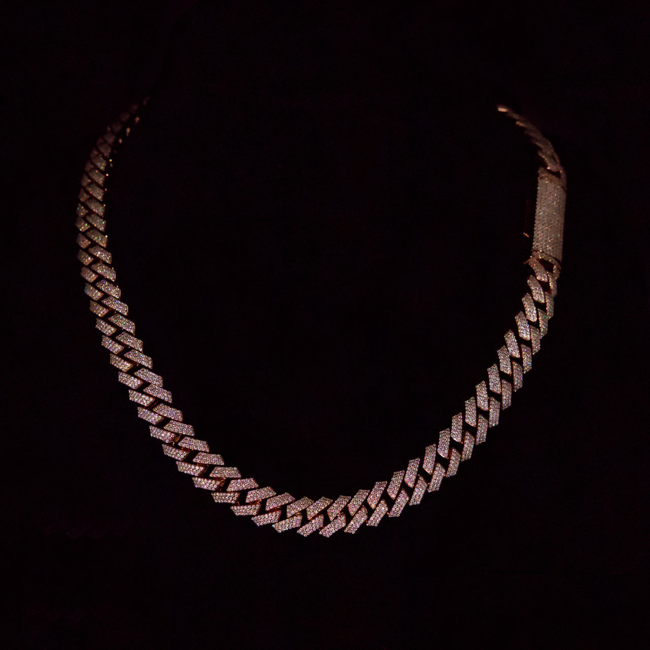 12mm Prong Cuban Link Chain (Rose Gold)