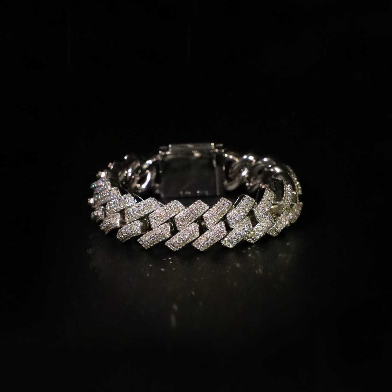 19mm Prong Cuban Link Bracelet (White Gold)