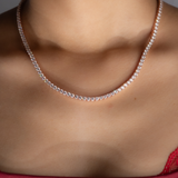 3mm Tennis Necklace in Rose Gold
