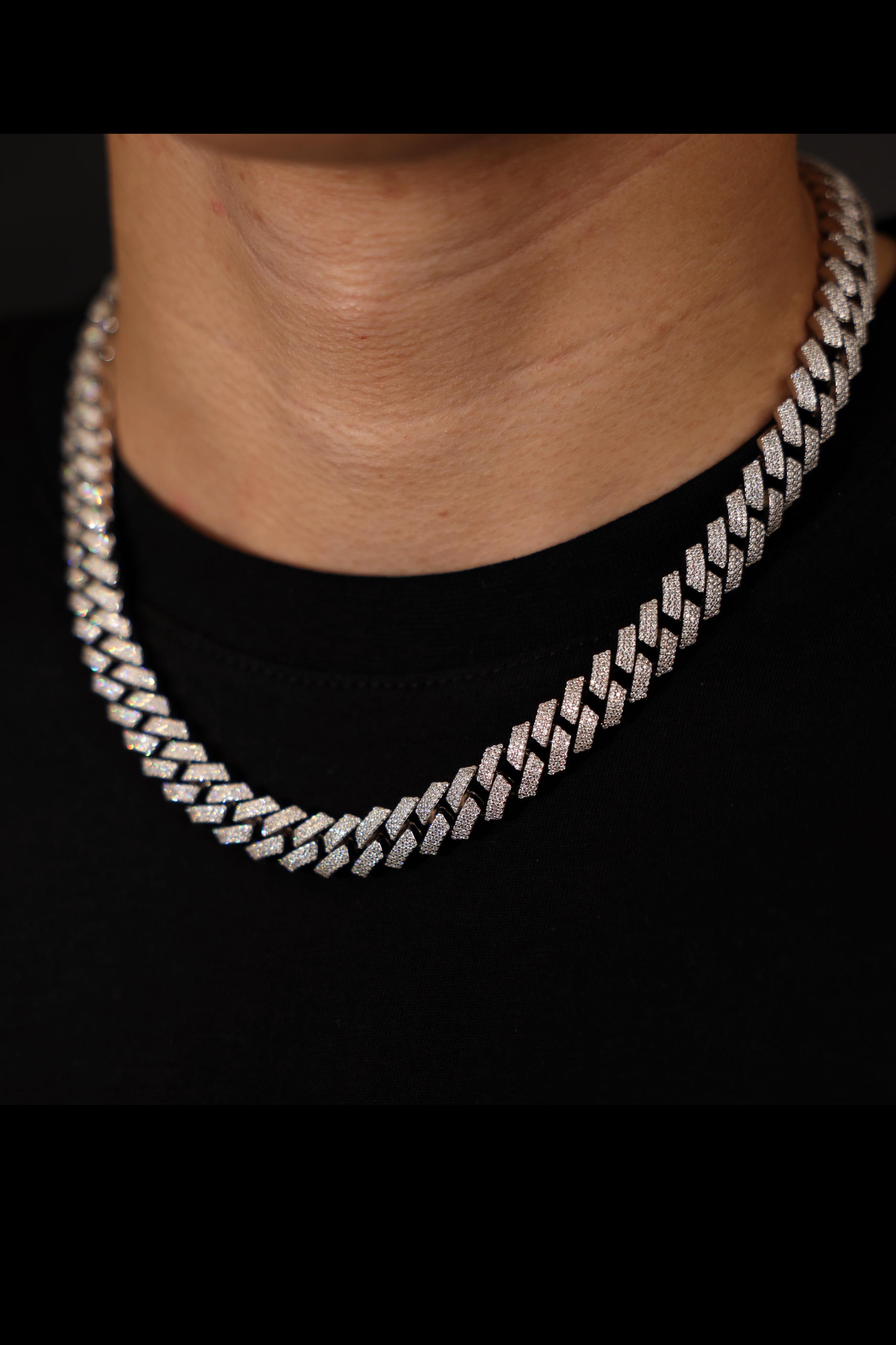 12mm Prong Cuban Link Chain (White Gold)