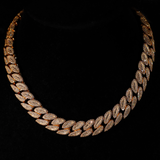 16mm Oval Baguette Cuban Link Chain (Gold)