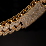16mm Oval Baguette Cuban Link Chain (Gold)