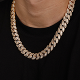 16mm Oval Baguette Cuban Link Chain (Gold)