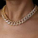 16mm Oval Baguette Cuban Link Chain (Gold)