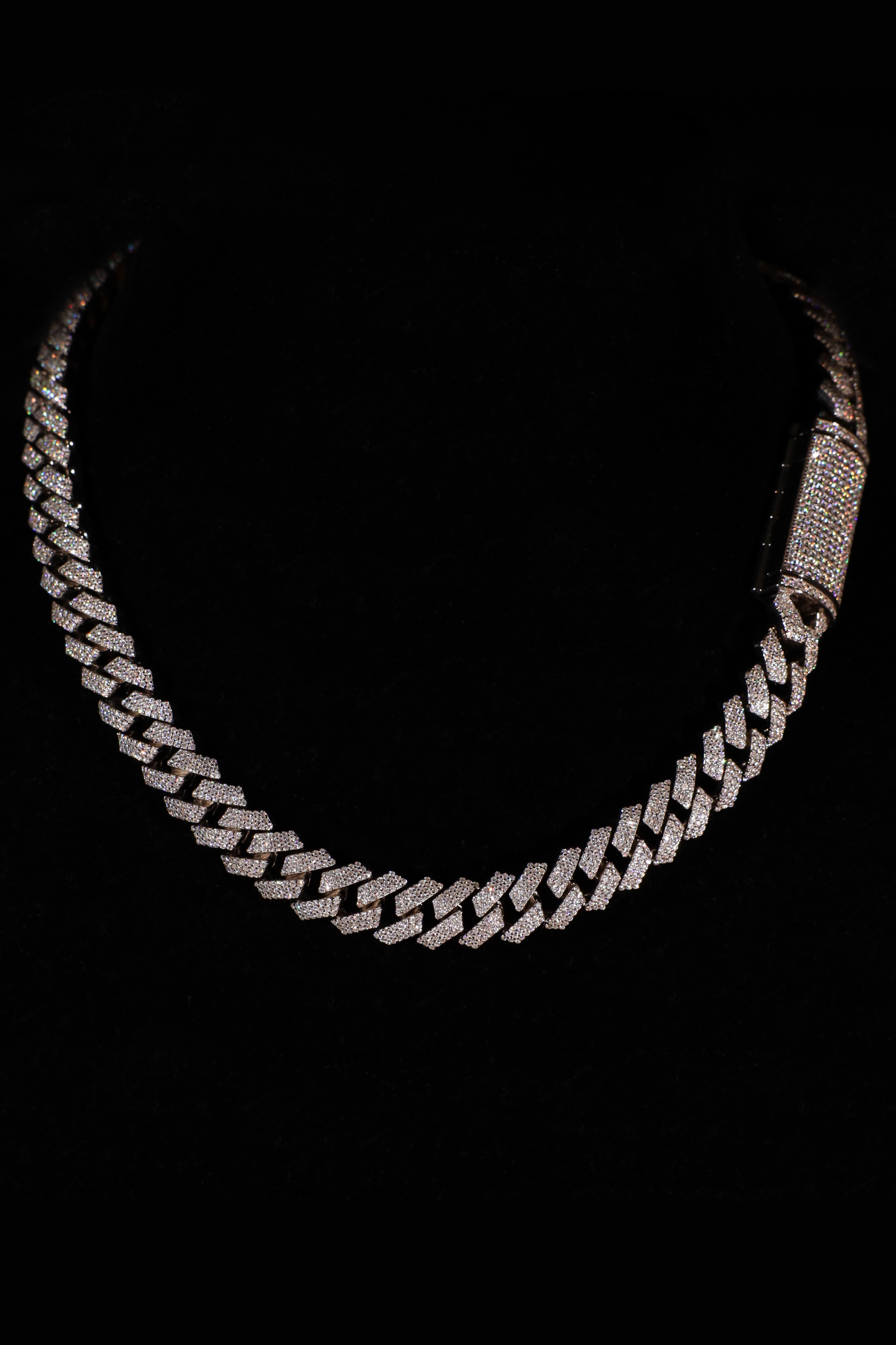 12mm Prong Cuban Link Chain (White Gold)