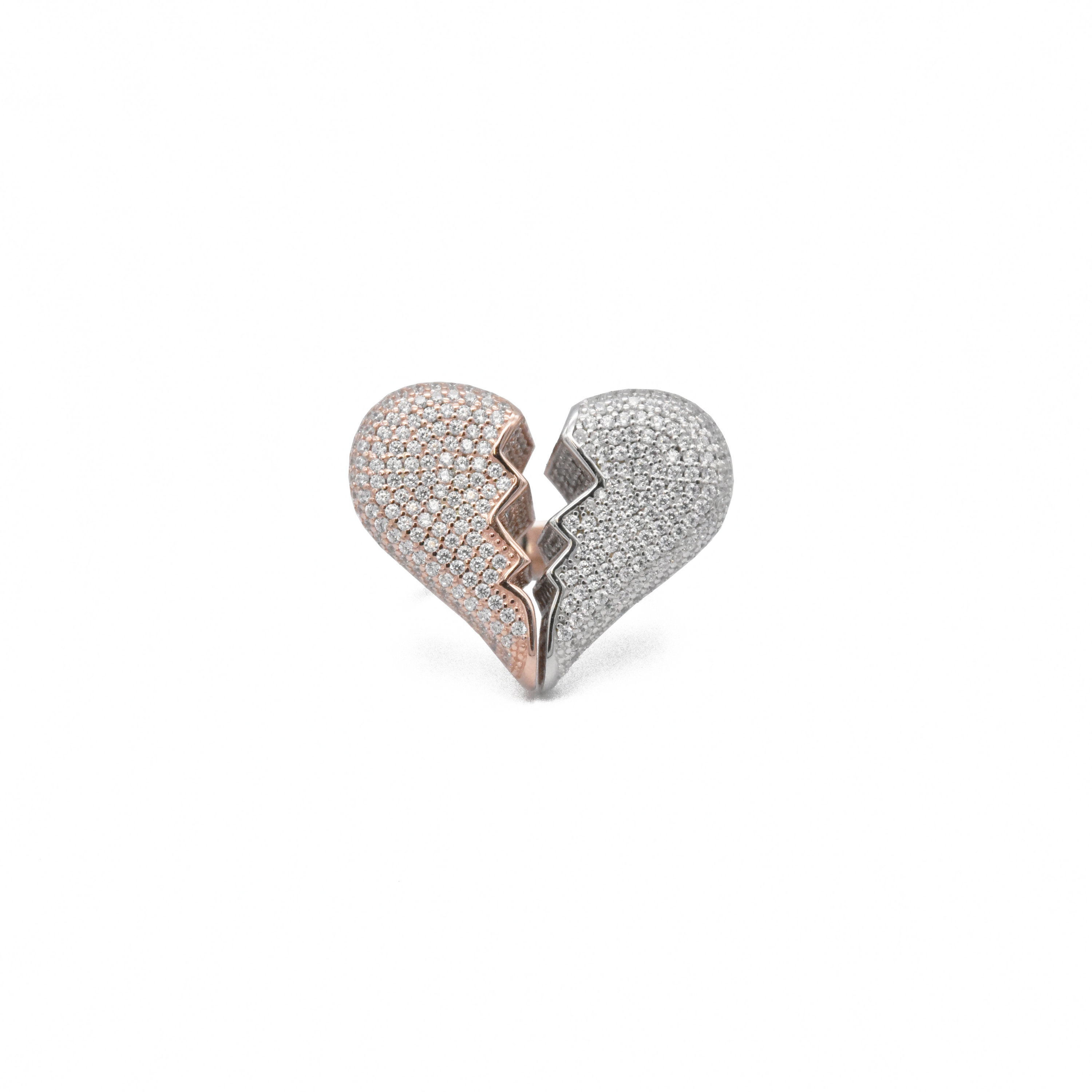 Iced Broken Heart Ring (Two-Tone)