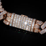 12mm Raised Prong Cuban Link Bracelet (Rose Gold)