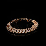 12mm Raised Prong Cuban Link Bracelet (Rose Gold)