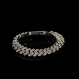 12mm Raised Prong Cuban Link Bracelet (White Gold)