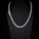 12mm Mosaic Cuban Link Chain (White Gold)