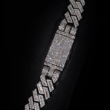 15mm Baguette Prong Cuban Chain (White Gold)