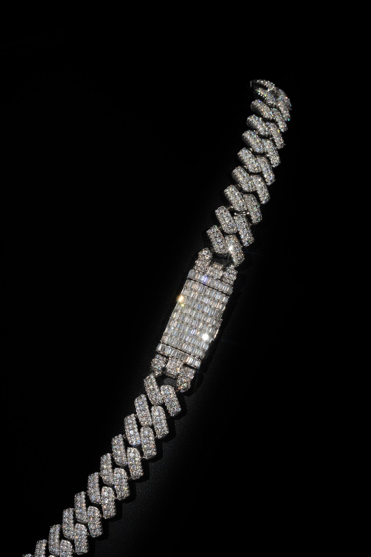 12mm Raised Prong Cuban Link Chain (White Gold)