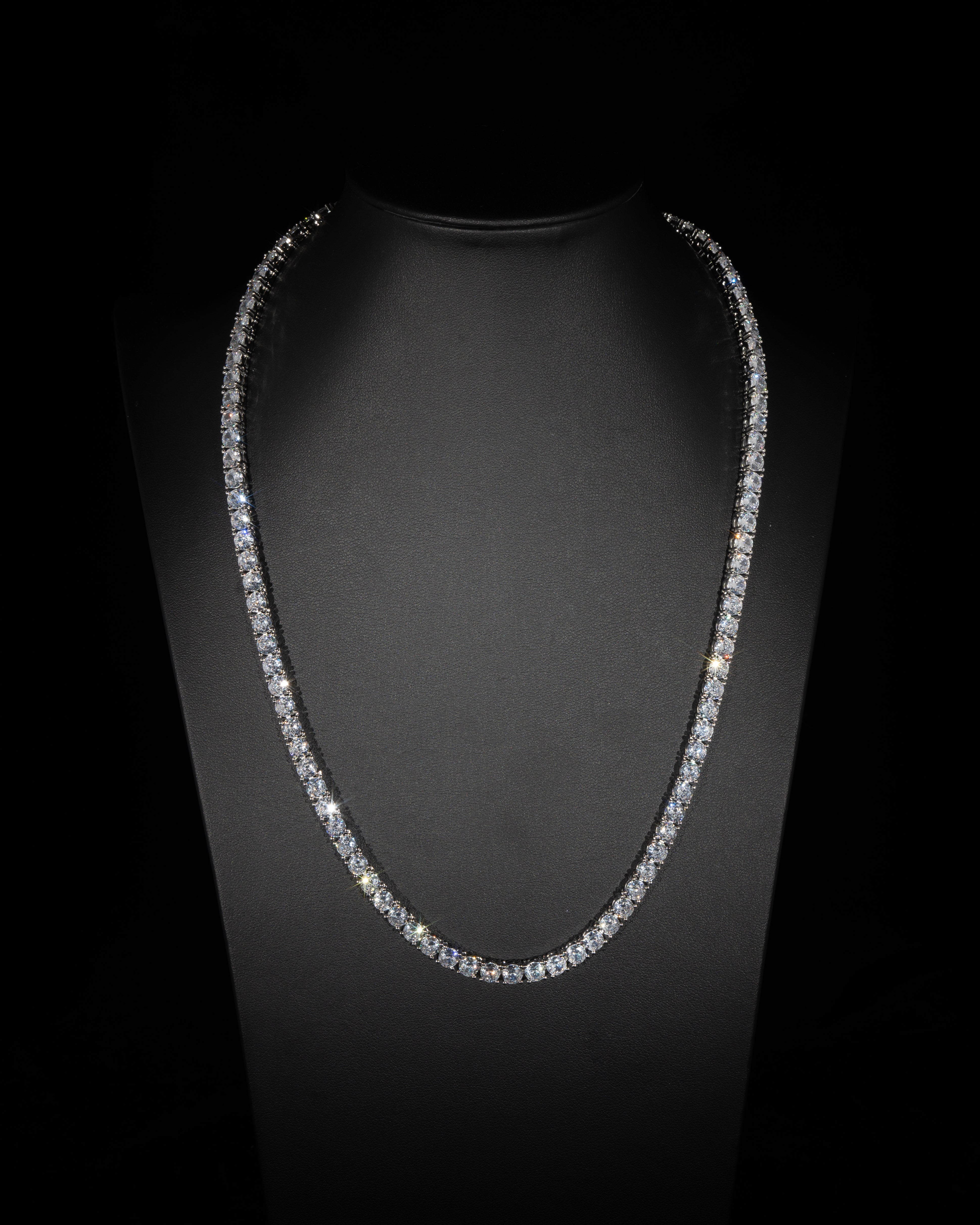 5mm Round-Cut Tennis Necklace in White Gold