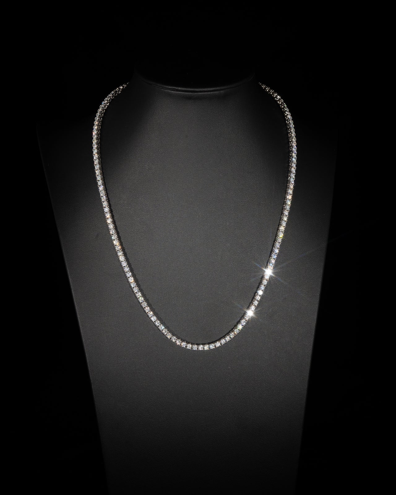 3mm Round-Cut Tennis Necklace in White Gold