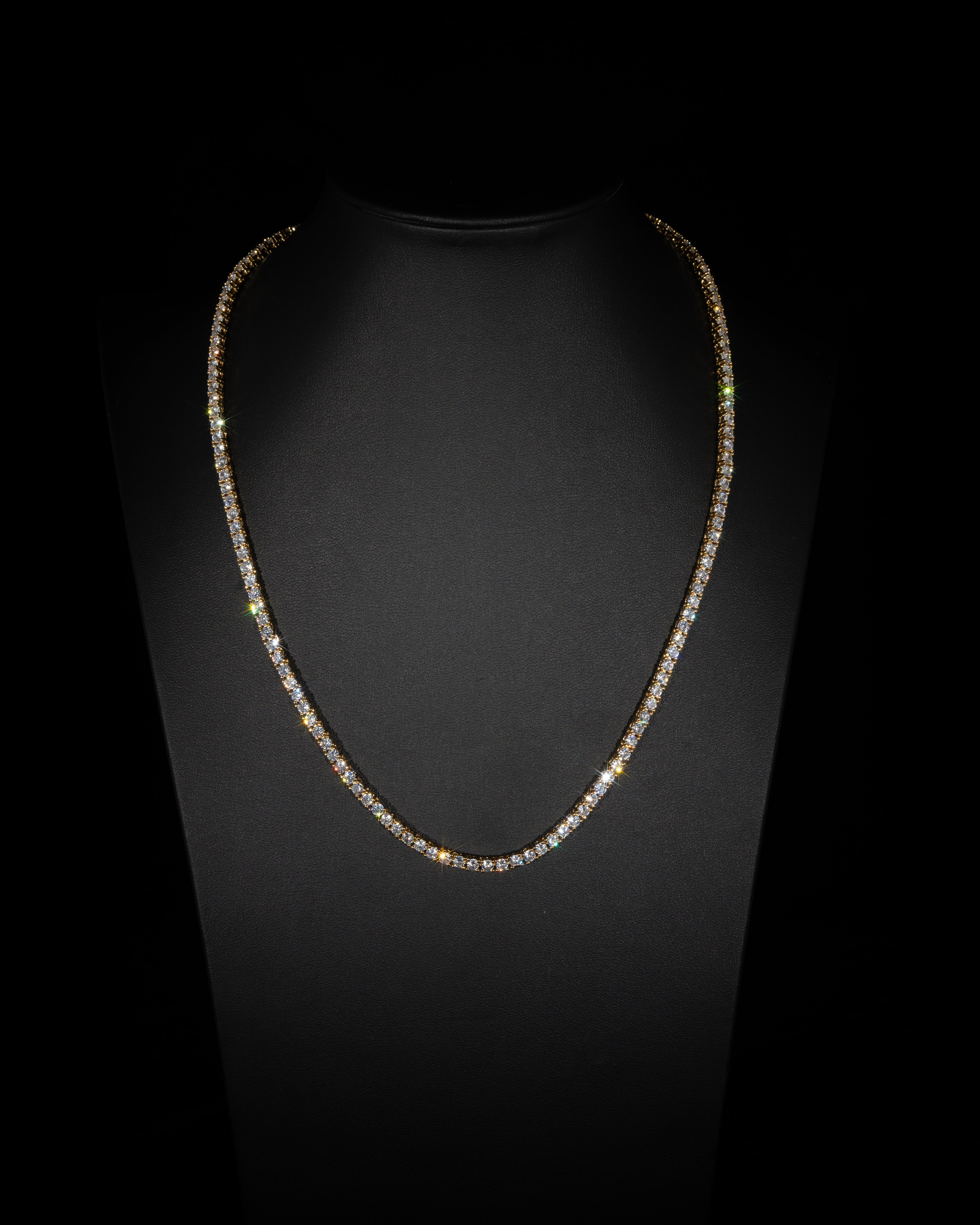 3mm Round-Cut Tennis Necklace in Yellow Gold