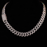 15mm Prong Cuban Link Chain (White Gold)