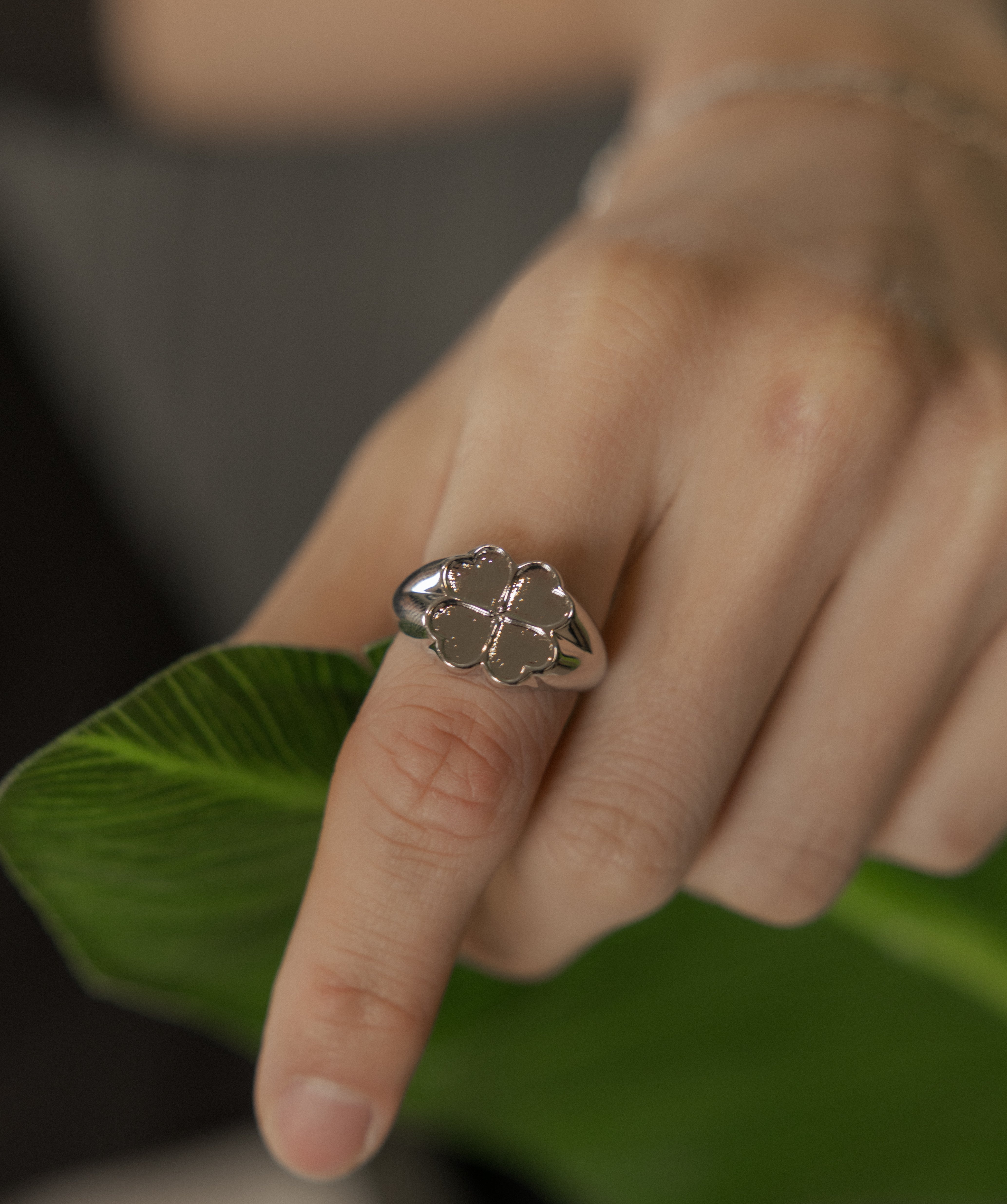Clover Ring — White Gold view 2 | colour:white