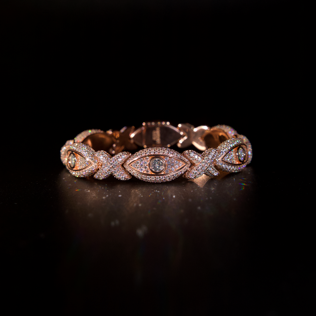 Evil Eye Cuban Bracelet (Rose Gold)