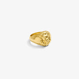 ICED London gold lion head signet ring, polished solid gold jewelry.