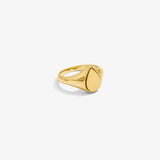 ICED London gold signet ring with a smooth square face and polished finish on a white background.