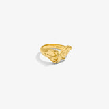 ICED London gold ring with a detailed eagle motif, open wrap design and polished finish.