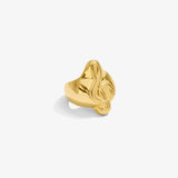 ICED London gold ring sculpted as a stylized treble clef musical note.