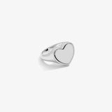ICED London silver heart-shaped ring with a beaded edge, polished finish.