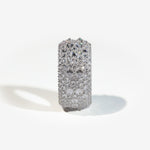 The Inverted Diamond Band in white metal — inverted diamond detail