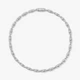 ICED London diamond tennis necklace in silver, pavé-set links forming a sparkling luxury jewelry chain.