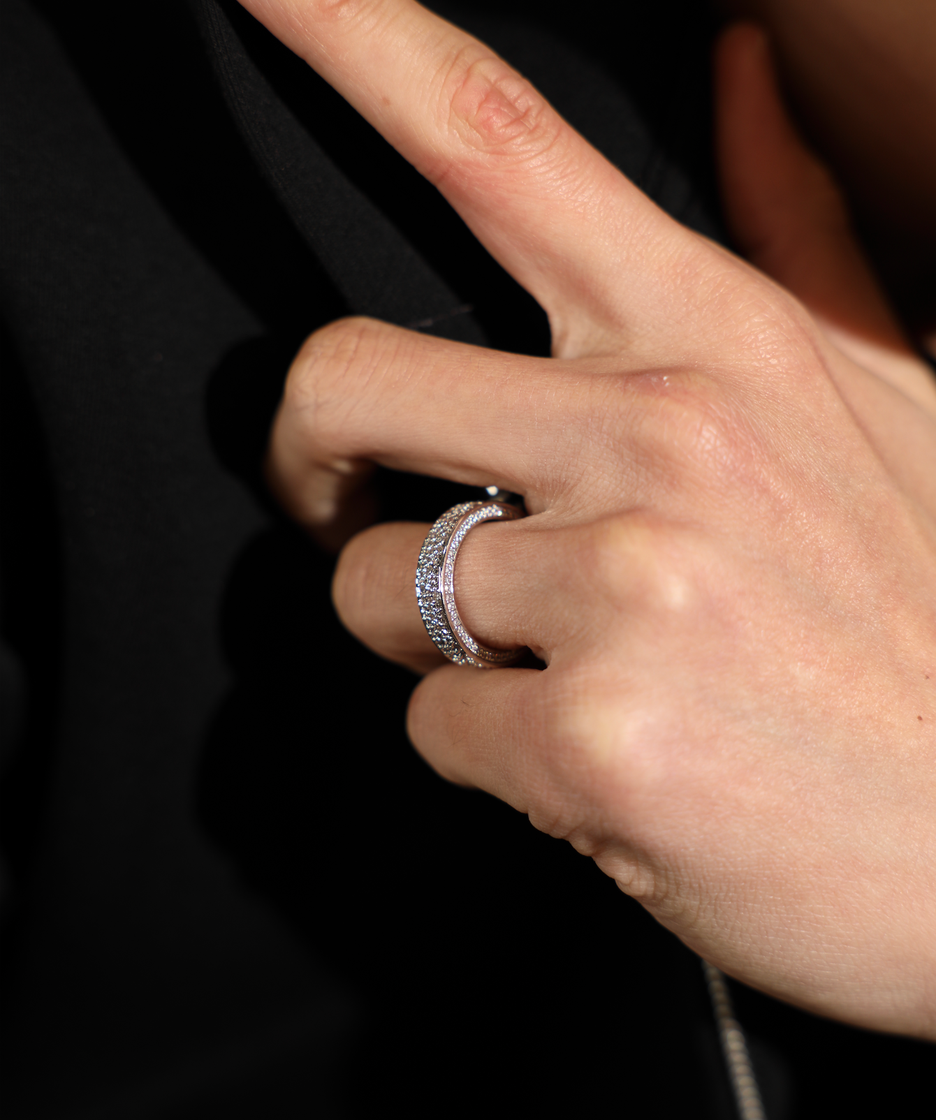 Mosaic Band Ring — White Gold view 3 | colour:white